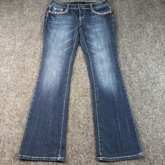 Earl Jean Blue Bootcut Jeans Embellished Pockets Denim Women's Size 7 - Picture 1 of 10